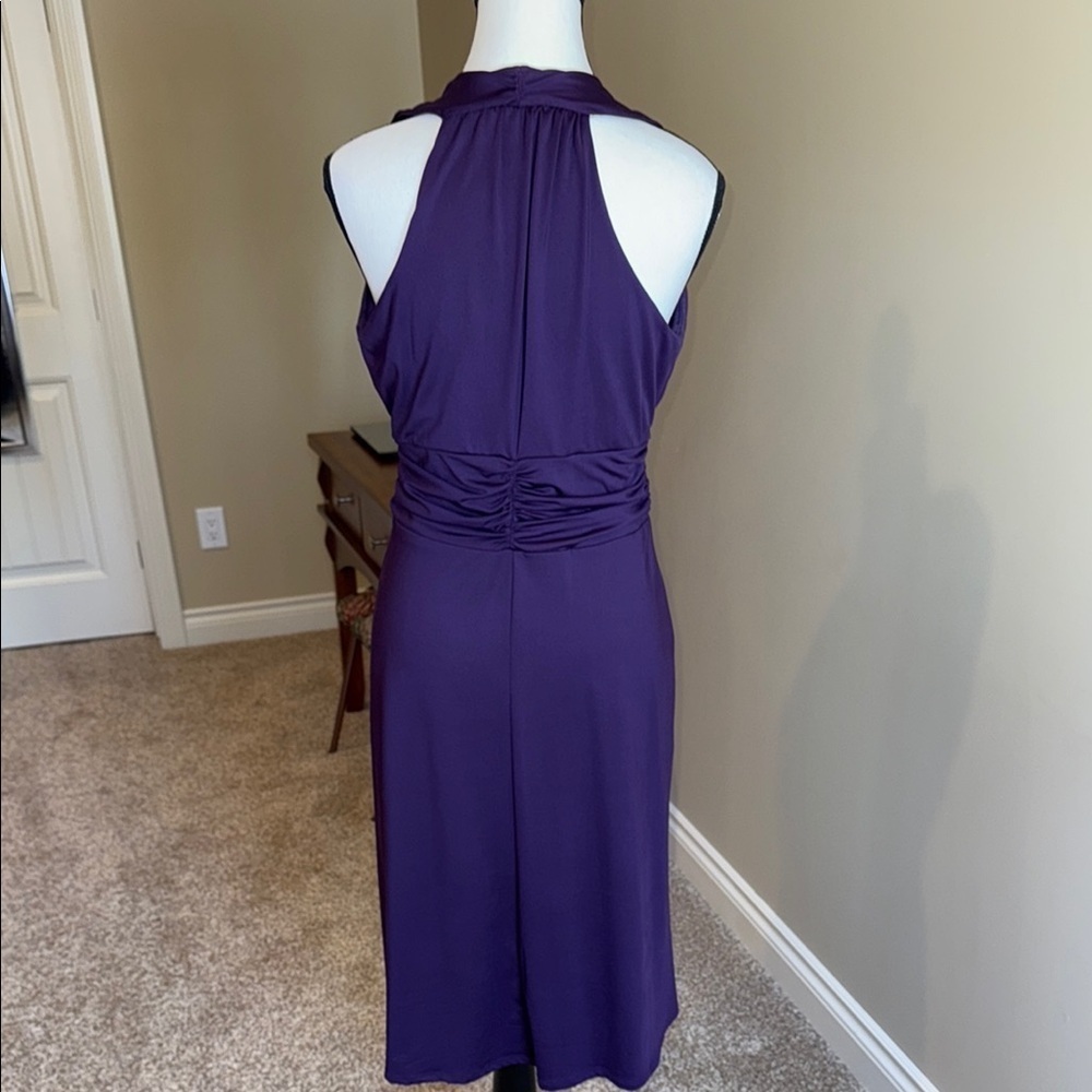 George Dress Elegant Purple Sleeveless Ruched Waist Women's Size S - Picture 5 of 10